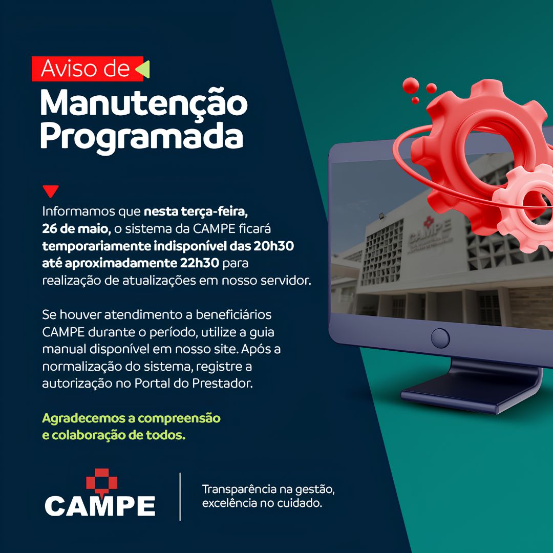 Imagem de Capa - Manutenção Programada Nesta Terça 26-05-2026