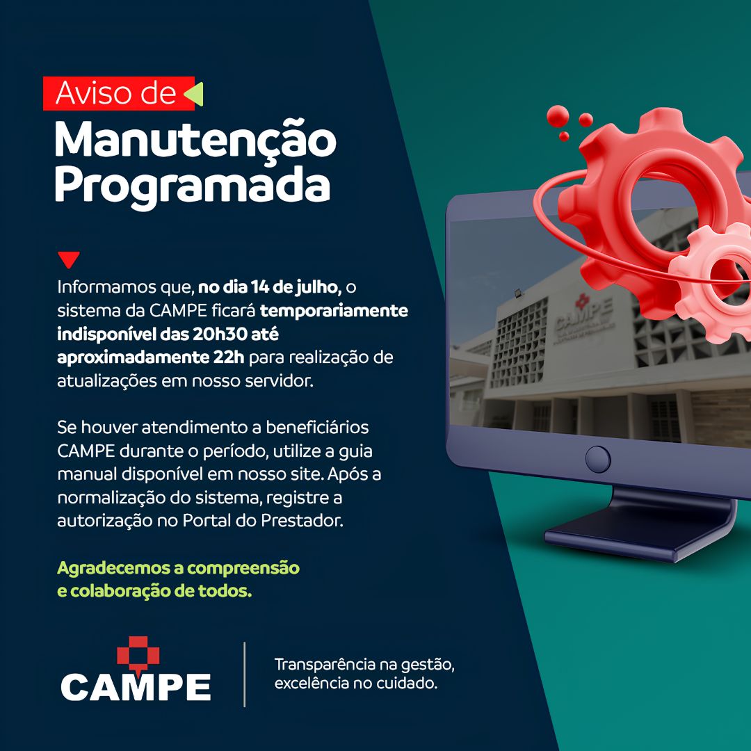 Imagem de Capa - Manutenção Programada Nesta Terça 14-07-2026
